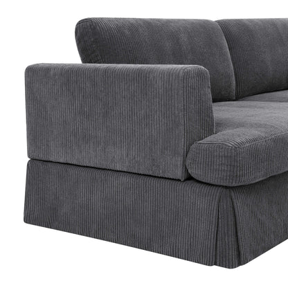 Corduroy Upholstered Skirted Sofa - 39 D x 84.5 W x 33 H
