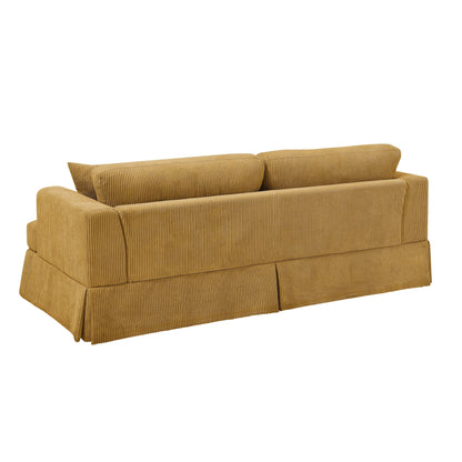 Corduroy Upholstered Skirted Sofa - 39 D x 84.5 W x 33 H
