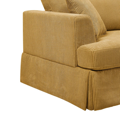 Corduroy Upholstered Skirted Sofa - 39 D x 84.5 W x 33 H