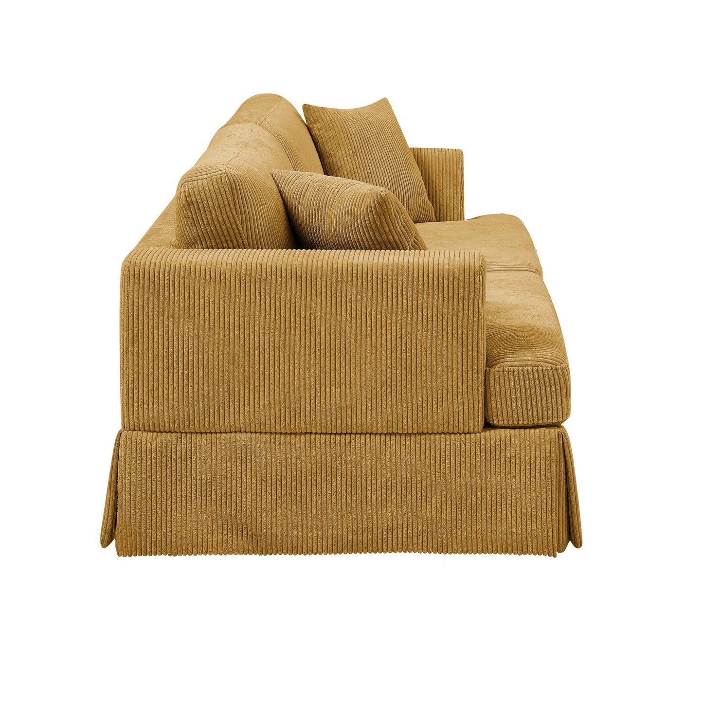 Corduroy Upholstered Skirted Sofa - 39 D x 84.5 W x 33 H