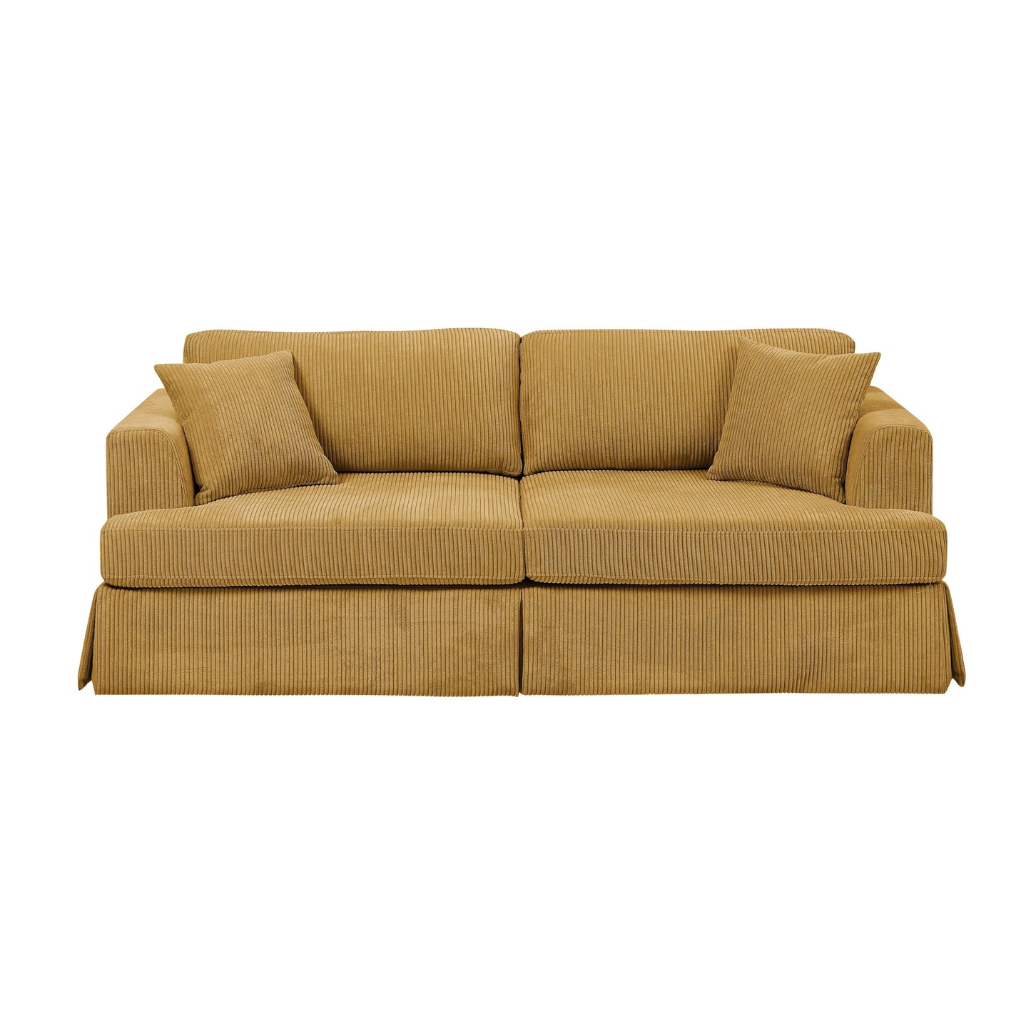 Corduroy Upholstered Skirted Sofa - 39 D x 84.5 W x 33 H