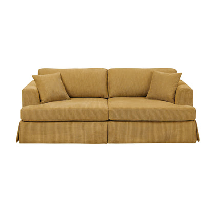 Corduroy Upholstered Skirted Sofa - 39 D x 84.5 W x 33 H