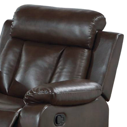 Corie Manual Recliner Chair, Pillow Cushioned, Brown Faux Leather