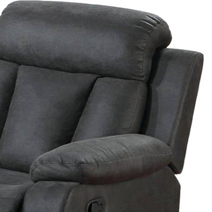 Corie Manual Recliner Chair, Pillow Cushioned, Dark Gray Faux Leather