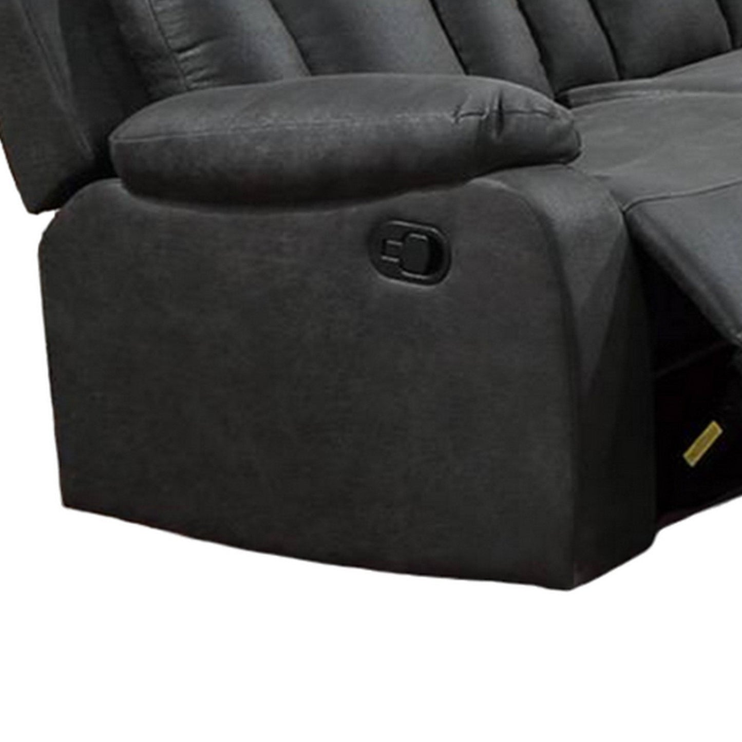 Corie Manual Recliner Sofa, 83 Inch Solid Wood, Gray Faux Leather