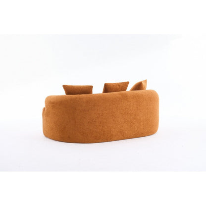 Curved Loveseat White Full Compression Sponge Sofa