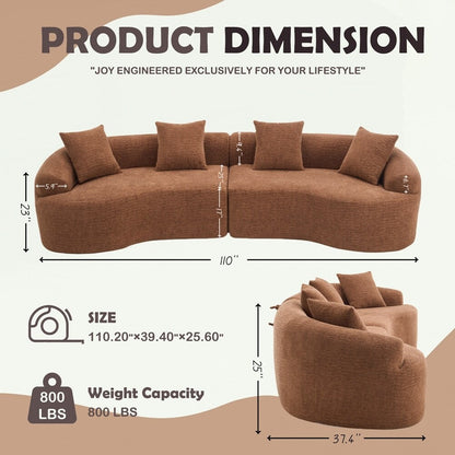 Curved Loveseat White Full Compression Sponge Sofa