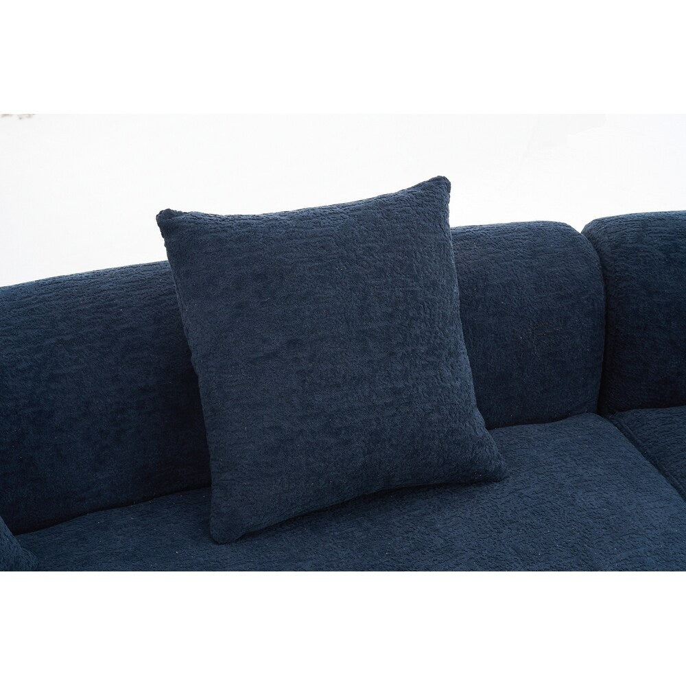Curved Loveseat White Full Compression Sponge Sofa