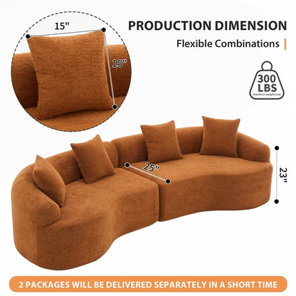 Curved Loveseat White Full Compression Sponge Sofa