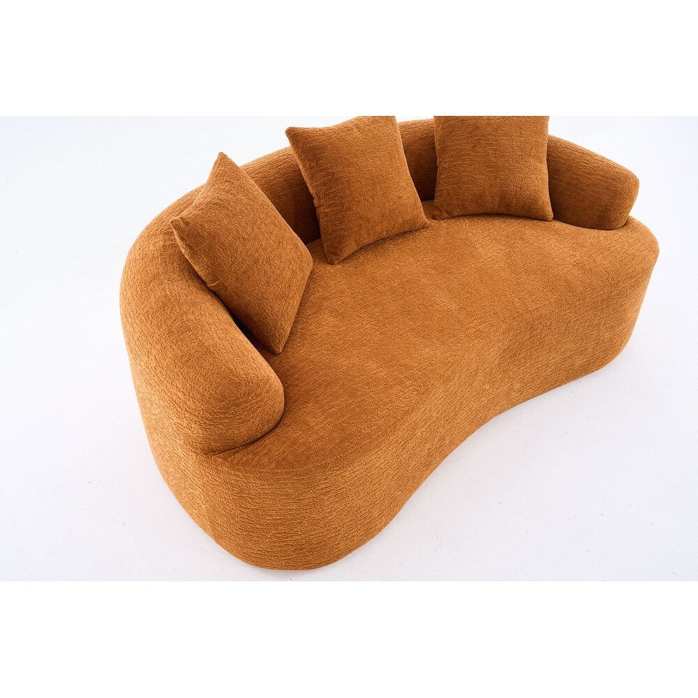 Curved Loveseat White Full Compression Sponge Sofa