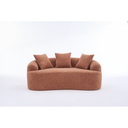 Curved Loveseat White Full Compression Sponge Sofa