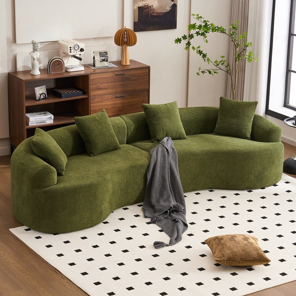 Curved Loveseat White Full Compression Sponge Sofa