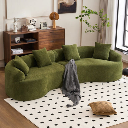 Curved Loveseat White Full Compression Sponge Sofa