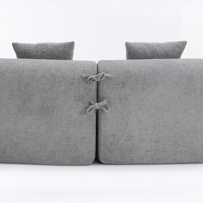 Curved Loveseat White Full Compression Sponge Sofa
