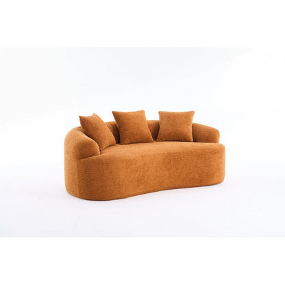 Curved Loveseat White Full Compression Sponge Sofa