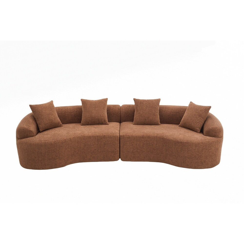 Curved Loveseat White Full Compression Sponge Sofa