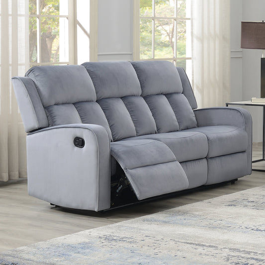 Dale Blue-grey Fabric Upholstered Reclining Sofa