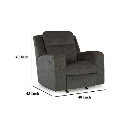Damon Manual Rocker Recliner Chair, Plush Soft Dark Gray Polyester