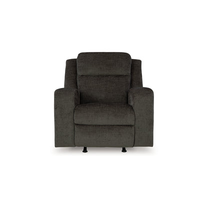 Damon Manual Rocker Recliner Chair, Plush Soft Dark Gray Polyester