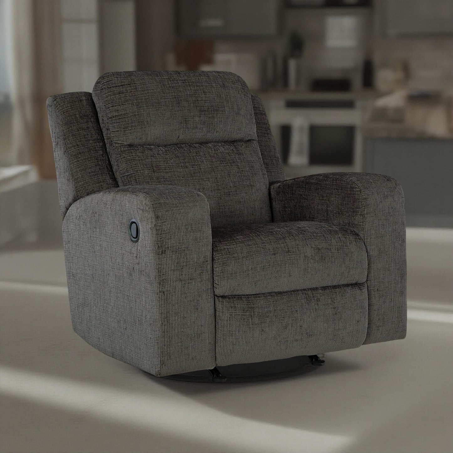 Damon Manual Rocker Recliner Chair, Plush Soft Dark Gray Polyester
