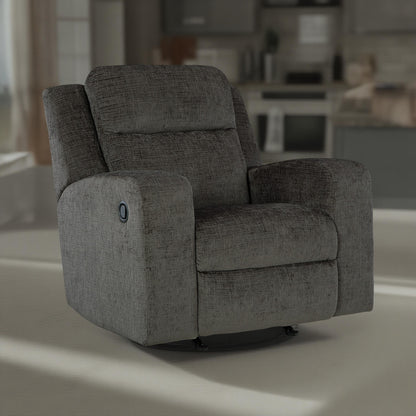 Damon Manual Rocker Recliner Chair, Plush Soft Dark Gray Polyester