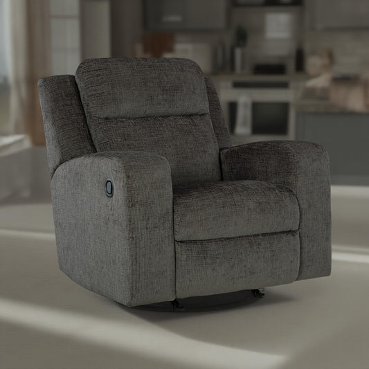 Damon Manual Rocker Recliner Chair, Plush Soft Dark Gray Polyester