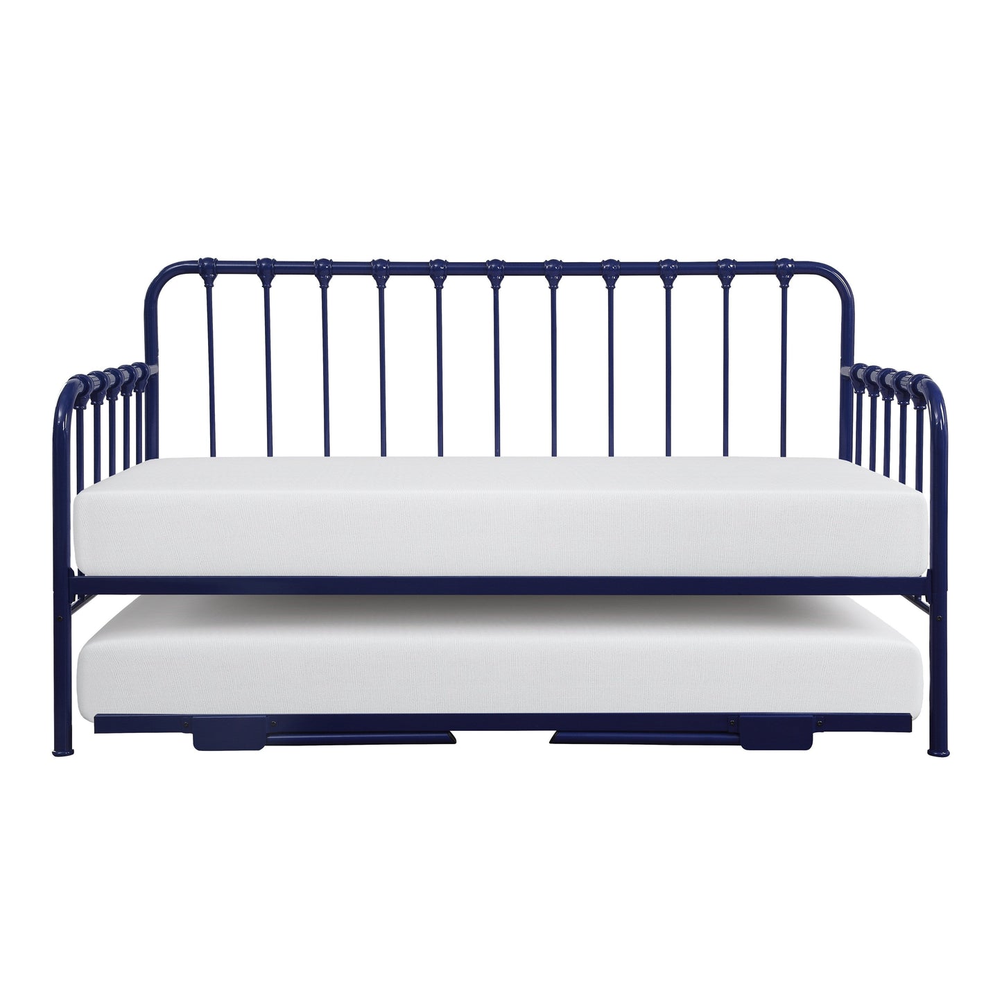Daybed with Lift-up Trundle 1pc Navy Blue Finish Metal Frame Classic Design Home Furniture
