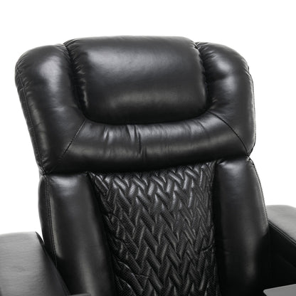 Degree Swivel PU Leather Power Recliner Individual Seat Home Theater Recliner with Tray Table,Cup Holder,Hidden Arm Storage