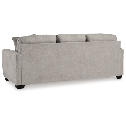 Delaney Sofa, Gray Polyester, 5 Accent Throw Pillows, Black, 97 Inch