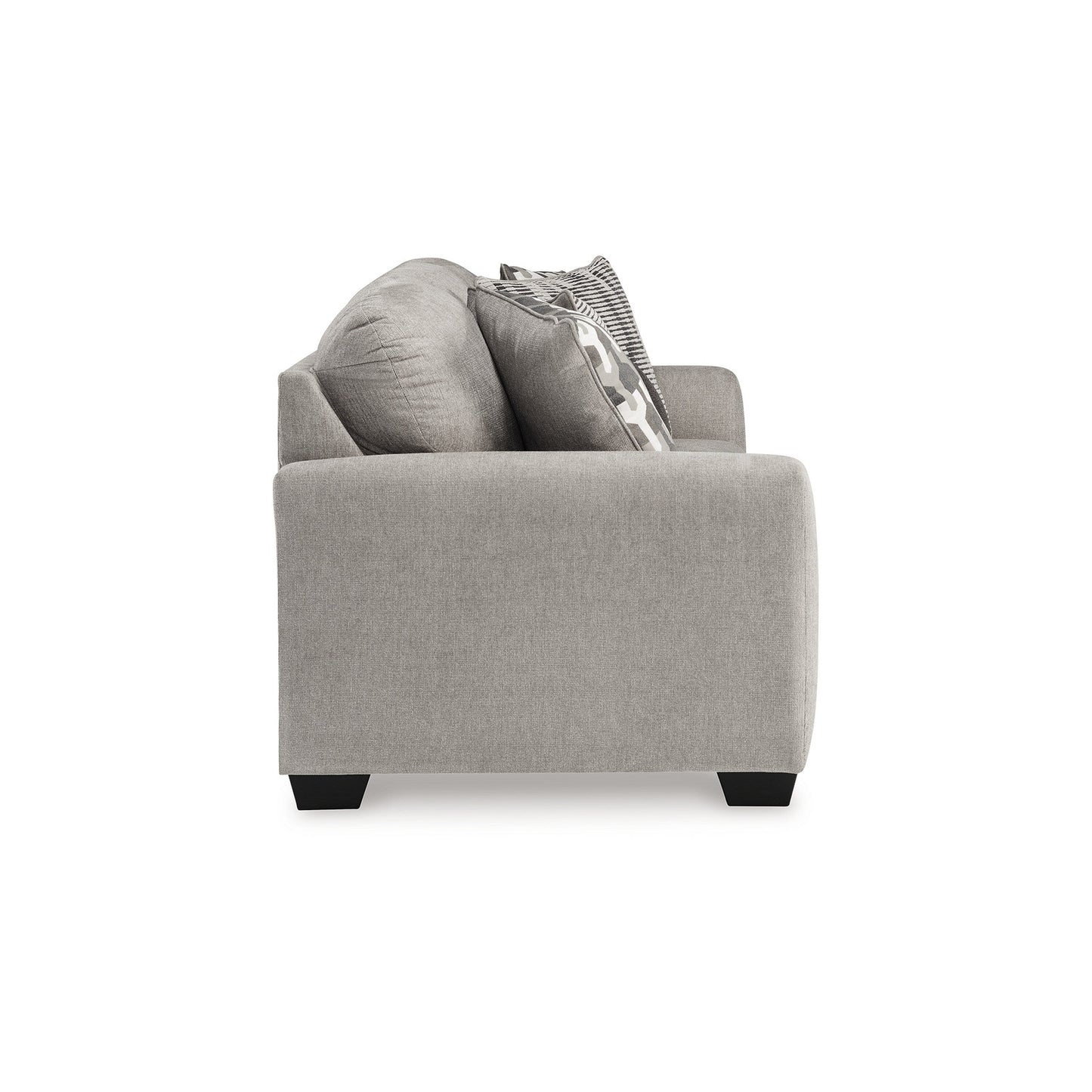 Delaney Sofa, Gray Polyester, 5 Accent Throw Pillows, Black, 97 Inch