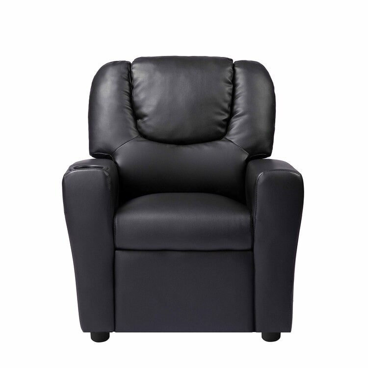 Deluxe Kids Recliner Chair with Footrest Headrest and 2 Cup Holders Microfiber Kids Recliner for Age 3+ Years
