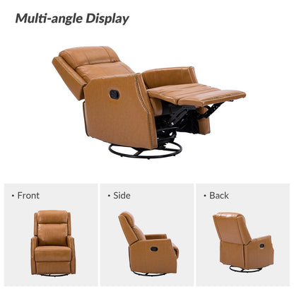 Demeter modern Genuine Leather Swivel Nursery Chair with Nailhead Trims Set of 2 by HULALA HOME