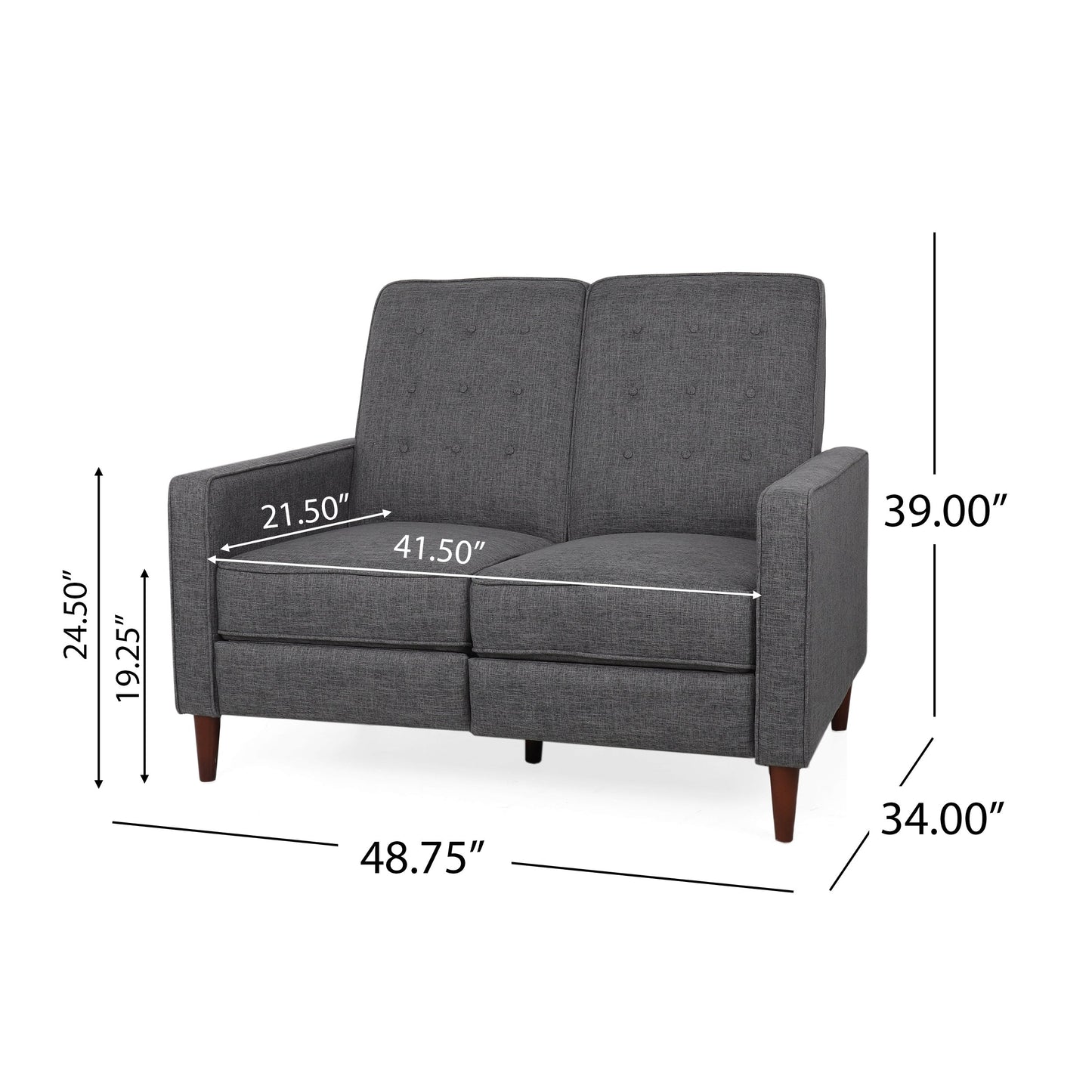 Denison Upholstered Loveseat Pushback Recliner by Christopher Knight Home