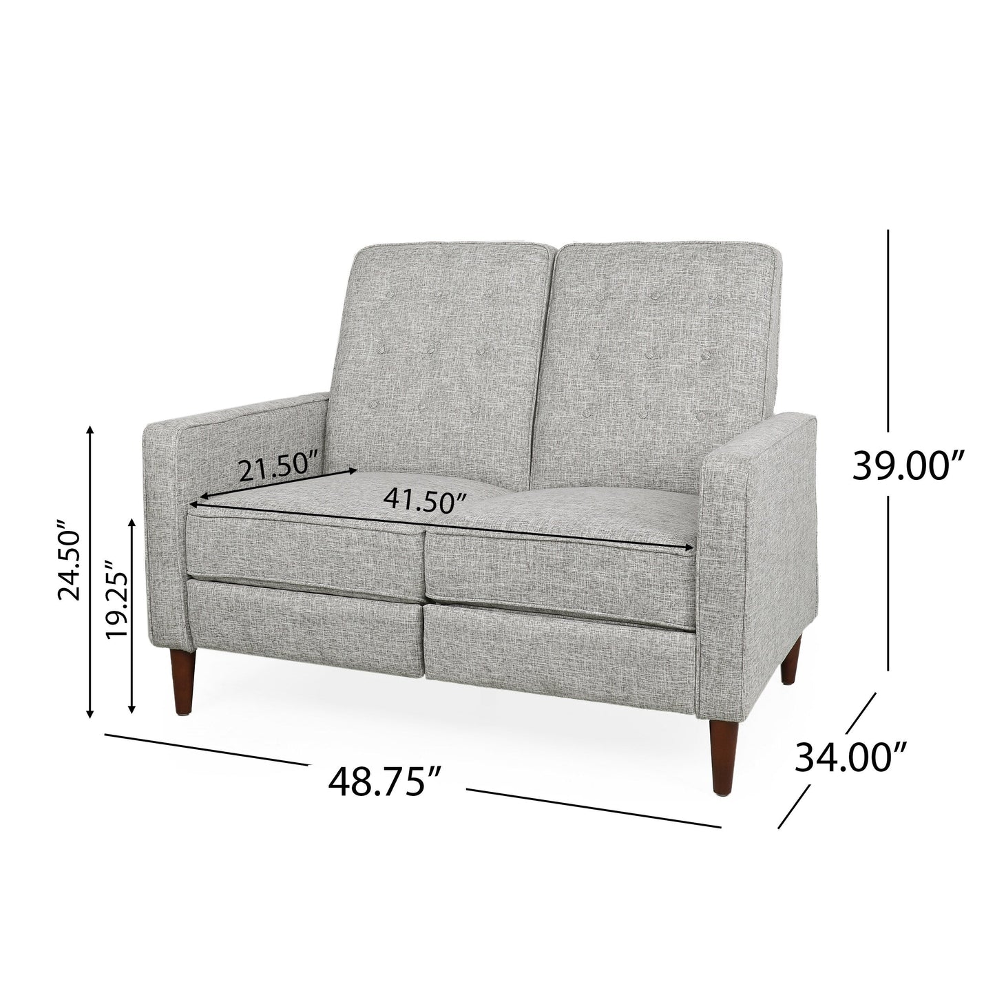 Denison Upholstered Loveseat Pushback Recliner by Christopher Knight Home