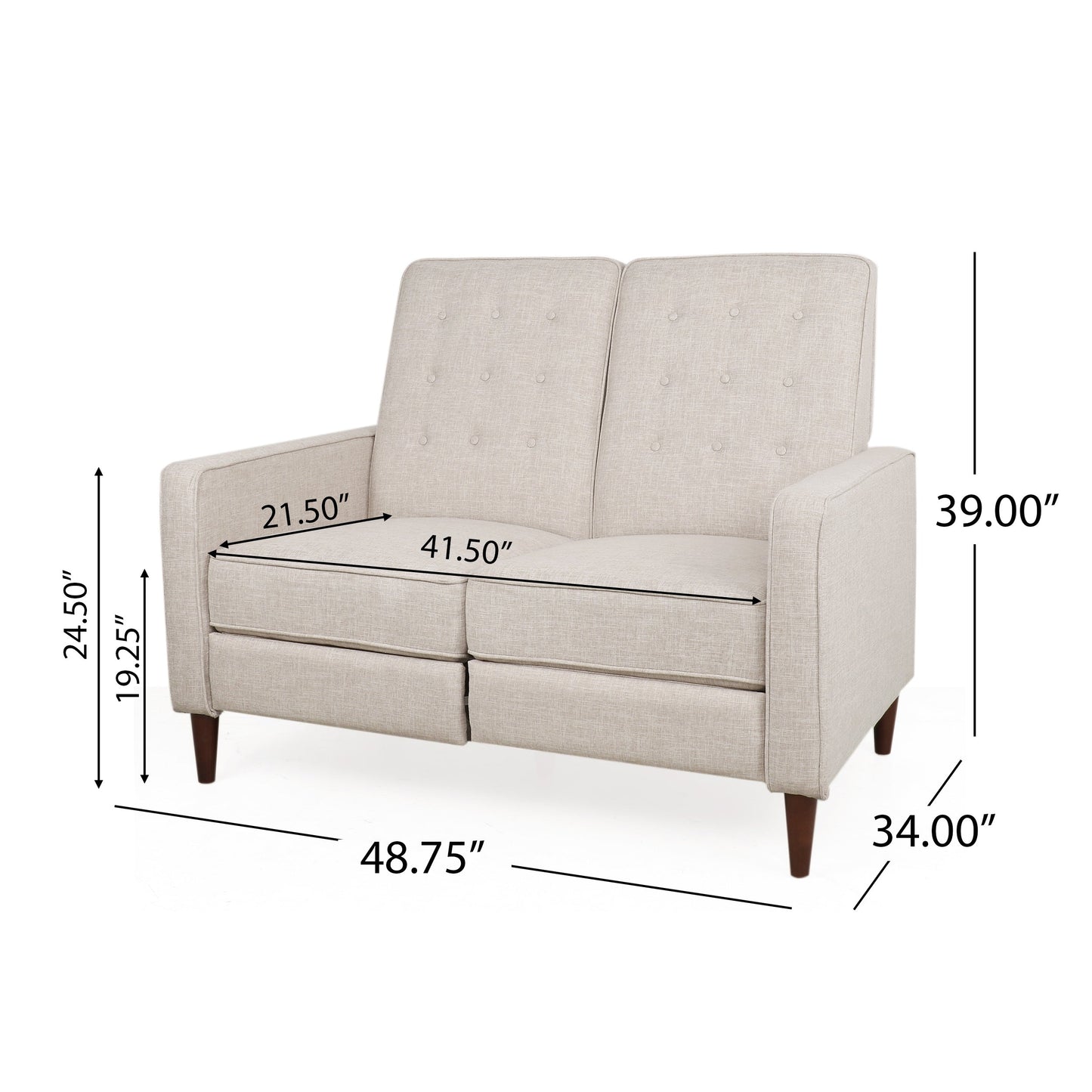 Denison Upholstered Loveseat Pushback Recliner by Christopher Knight Home