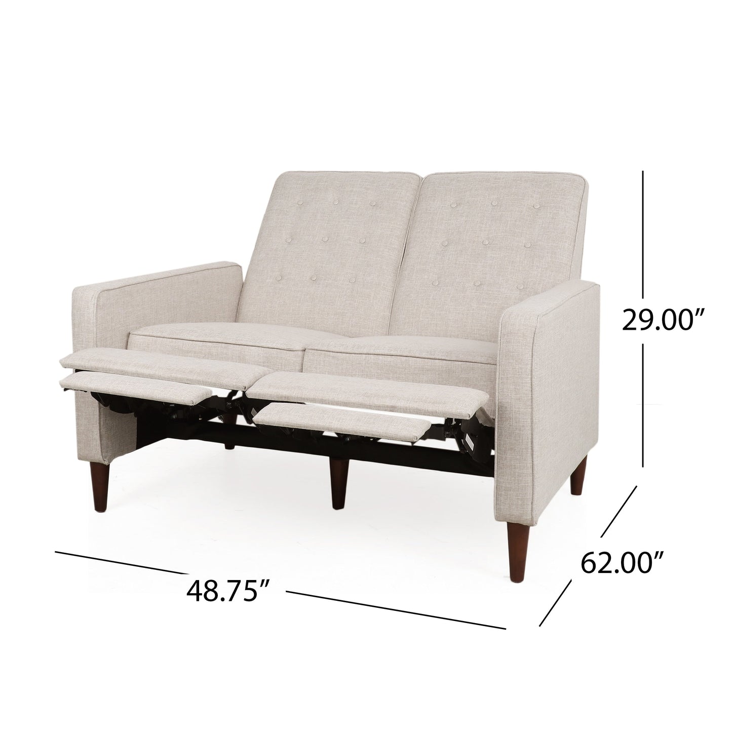 Denison Upholstered Loveseat Pushback Recliner by Christopher Knight Home