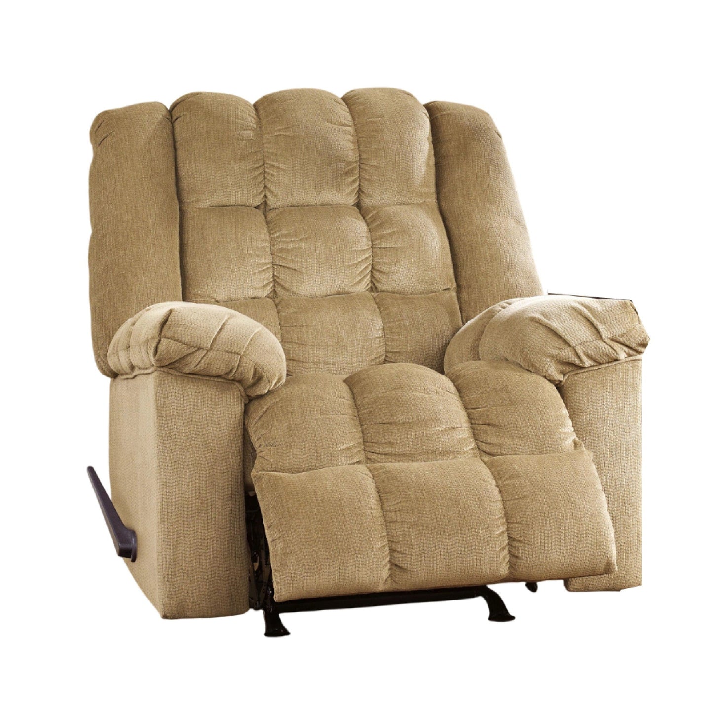 Denn Rocker Recliner Chair, Plush Foam Tufted Sand Brown Polyester
