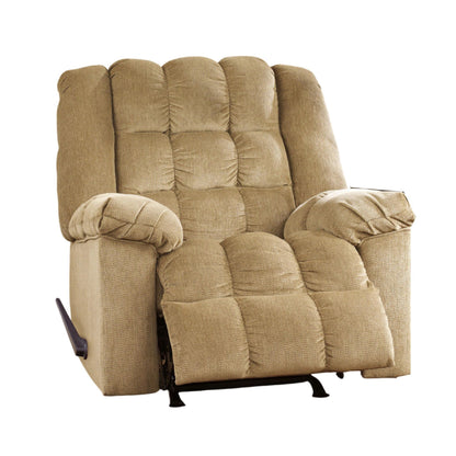 Denn Rocker Recliner Chair, Plush Foam Tufted Sand Brown Polyester