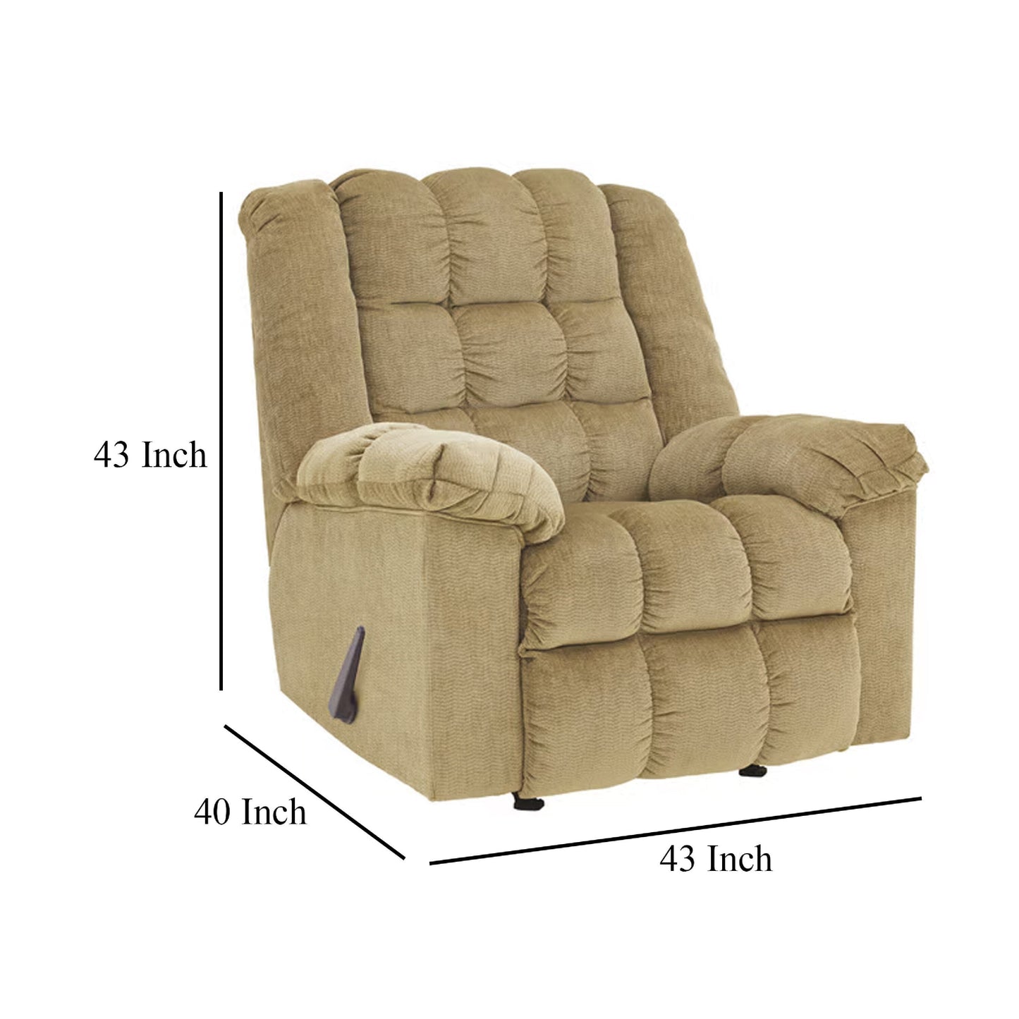 Denn Rocker Recliner Chair, Plush Foam Tufted Sand Brown Polyester