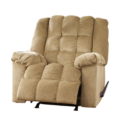 Denn Rocker Recliner Chair, Plush Foam Tufted Sand Brown Polyester