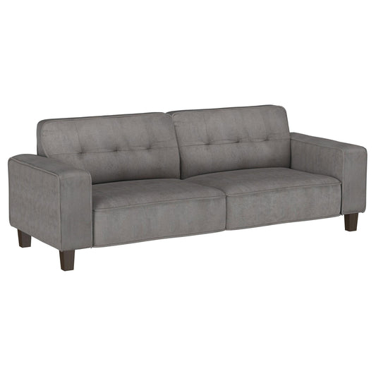 Dero Sofa, 81 Inch Wide, Modern Wide Track Arms, Gray Faux Corduroy