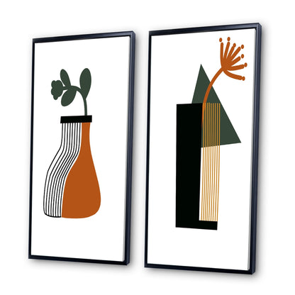 Designart Bohemian Mid Century Geometric Typography VI Geometric Framed Art Set of 2 Pieces