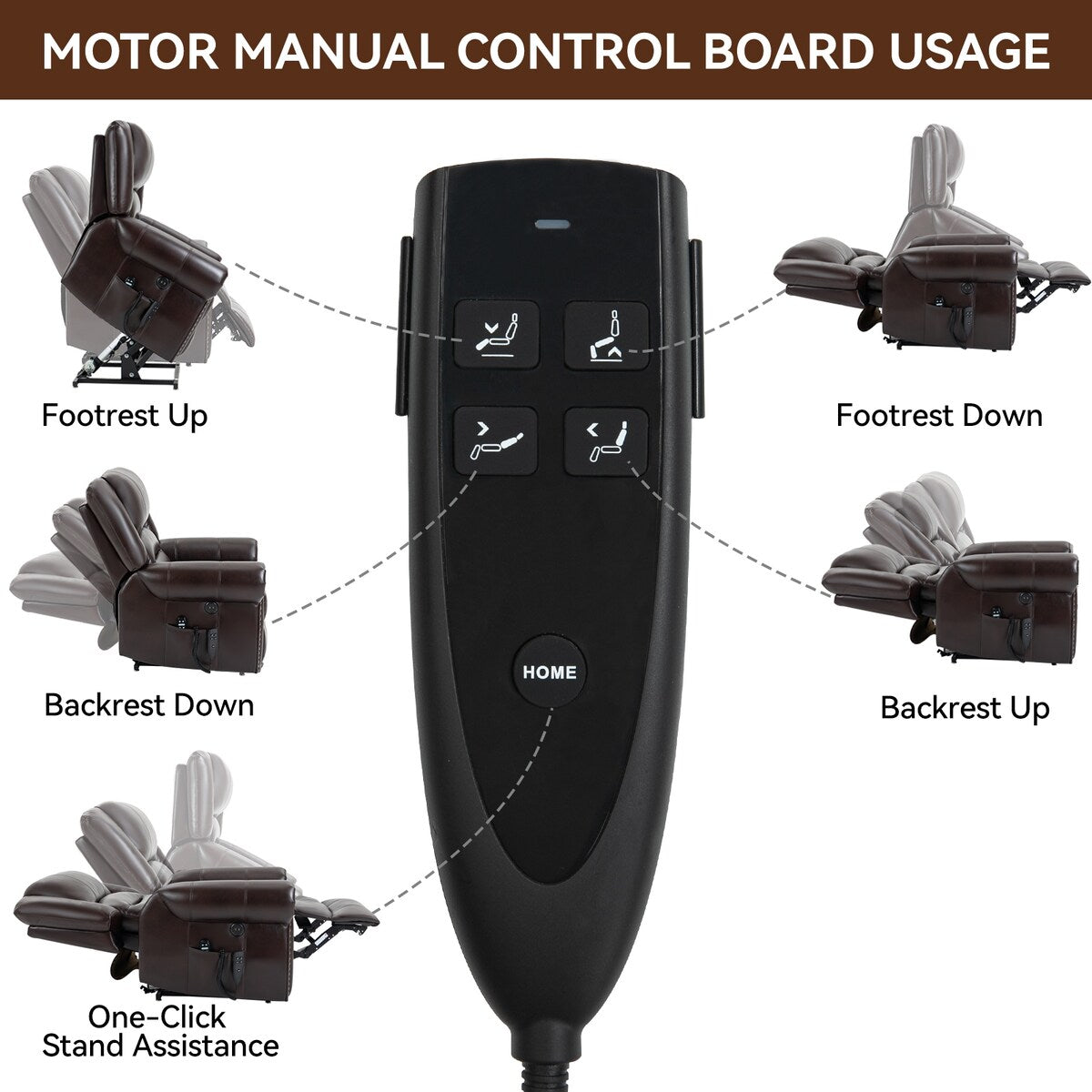 Dual Motor Power Lift Chair, Massage  Heat, USB Ports, PU Leather