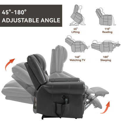 Dual Motor Power Lift Chair, Massage  Heat, USB Ports, PU Leather
