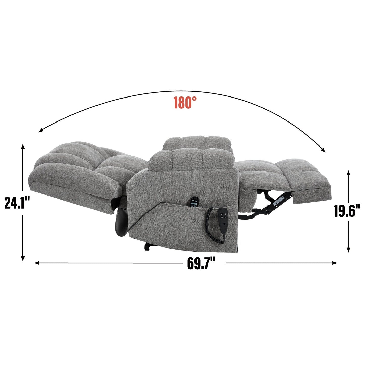 Dual Motor Power Lift Chenille Recliner Chair with Massage and Heat for Elderly People, Lazy Boy Single Sofa, Infinite Position