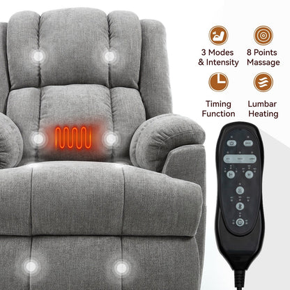 Dual Motor Power Lift Chenille Recliner Chair with Massage and Heat for Elderly People, Lazy Boy Single Sofa, Infinite Position
