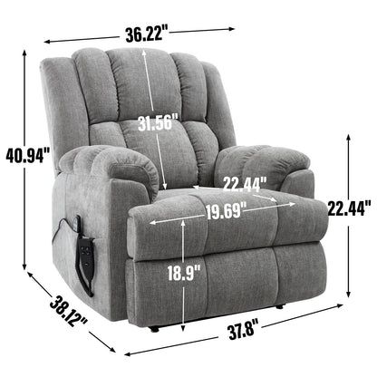 Dual Motor Power Lift Chenille Recliner Chair with Massage and Heat for Elderly People, Lazy Boy Single Sofa, Infinite Position