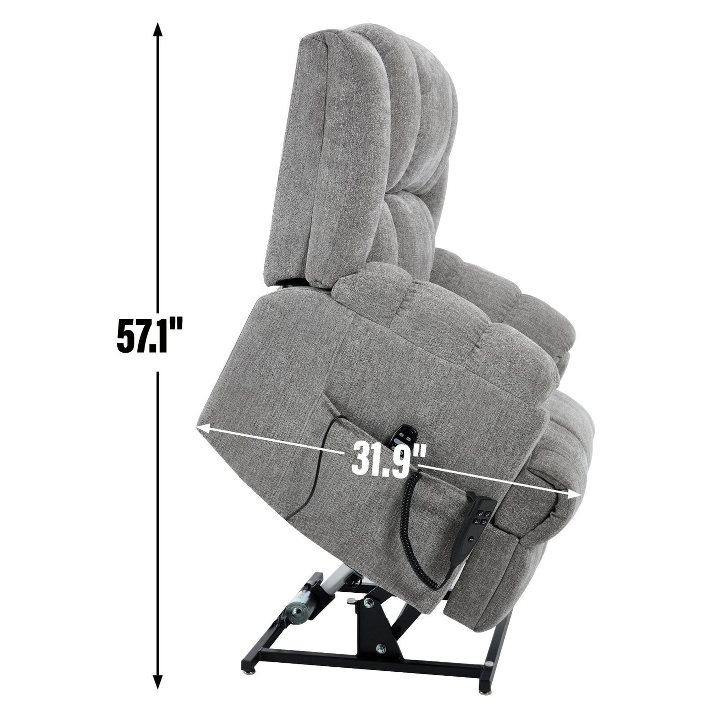 Dual Motor Power Lift Chenille Recliner Chair with Massage and Heat for Elderly People, Lazy Boy Single Sofa, Infinite Position