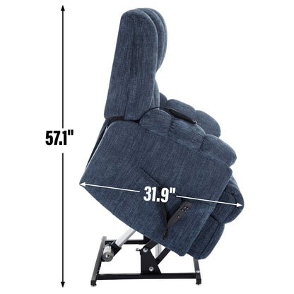 Dual Motor Power Lift Chenille Recliner with Massage and Heat, Lazy Boy Living Room Recliner w/Power-Remote, Infinite Position