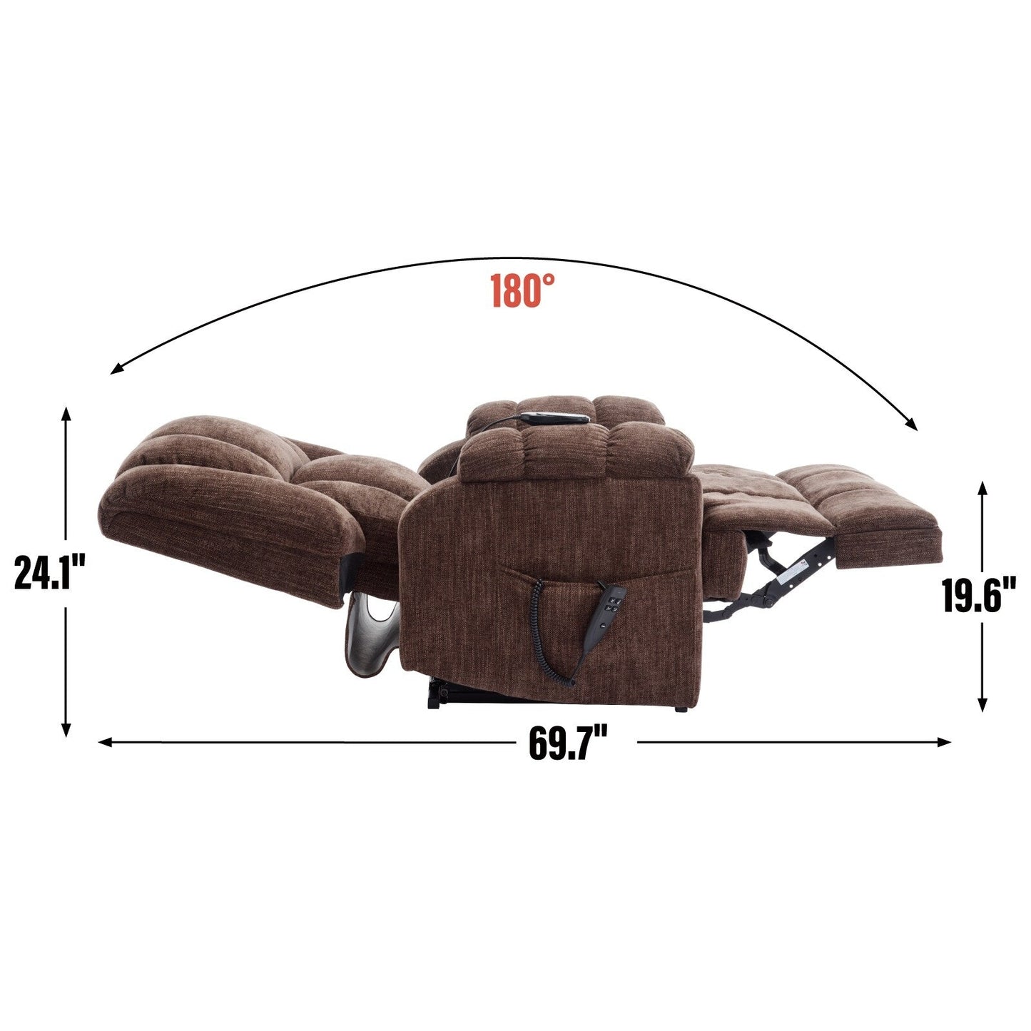 Dual Motor Power Lift Chenille Recliner with Massage and Heat, Lazy Boy Living Room Recliner w/Power-Remote, Infinite Position
